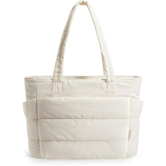 Tote Bag for Women, Lightweight Puffy Tote Bag Beige - Picture 1 of 6